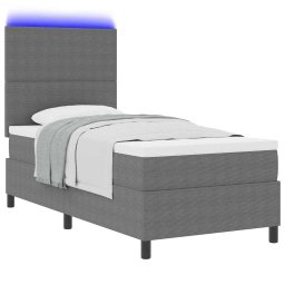 vidaXL LED Box Spring Bed Lichtgrijs en wit. 100 x 200 cm Katoen Stof