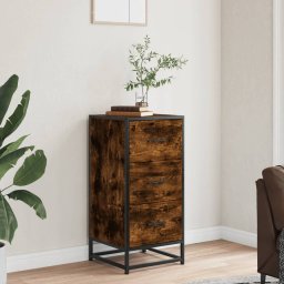 vidaXL Dressoir 35,5x35x76 cm bewerkt hout en metaal gerookt eiken