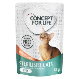 Voordeelpakket Concept for Life graanvrij 48 x 85 g Kattenvoer - Sterilised Cats Zalm in Gelei