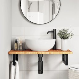 vidaXL Badkamer wandschap staal en massief eikenhout