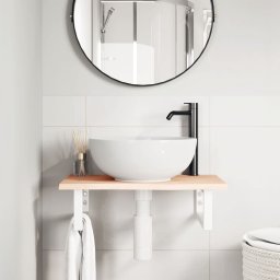 vidaXL Badkamer wandschap staal en massief eikenhout