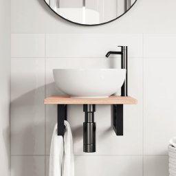 vidaXL Badkamer wandschap staal en massief eikenhout