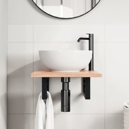 vidaXL Badkamer wandschap staal en massief eikenhout