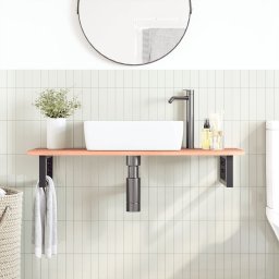 vidaXL Badkamer wandschap staal en massief eikenhout