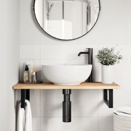 vidaXL Badkamer wandschap staal en massief acaciahout