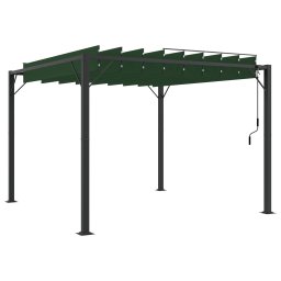 vidaXL Gazebo met luifeldak 3 x 3 x 2,14 m Groen Stof en Aluminium