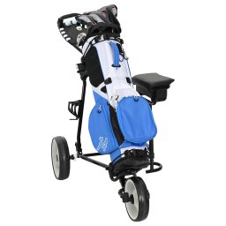 vidaXL Golf trolley met zitplaats Zwart en Wit 100 x 60 x 130 cm IJzer