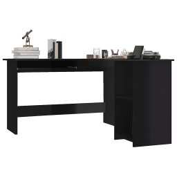 vidaXL Hoekbureau L-vormig 120x140x75 cm bewerkt hout hoogglans zwart