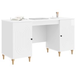 vidaXL Bureau Glanzend Wit 142,5 x 50 x 75 cm Bewerkt hout