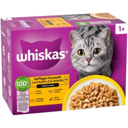12x85g 1+ Adult Gevogelte-selectie in Saus Whiskas Kattenvoer Maaltijdzakjes