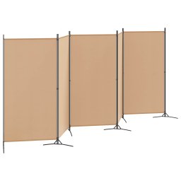vidaXL 5-Panel Room Divider Beige 433 x 180 cm Stof