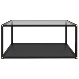 vidaXL Salontafel 80x80x35 cm gehard glas transparant en zwart