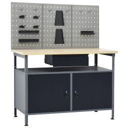 vidaXL Werkbank met drie wandpanelen