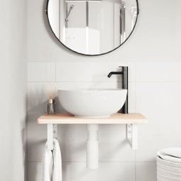 vidaXL Badkamer wandschap staal en massief eikenhout