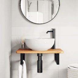 vidaXL Badkamer wandschap staal en massief eikenhout