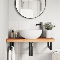 vidaXL Badkamer wandschap staal en massief beukenhout