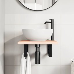 vidaXL Badkamer wandschap staal en massief eikenhout