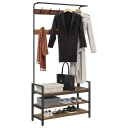vidaXL Kapstok met plank Oud hout 95 x 34 x 184 cm Bewerkt hout