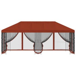 vidaXL Paviljoen met zijwanden 6 x 3 m Terracotta Polyester en staal
