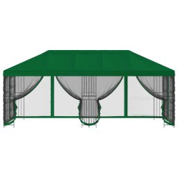 vidaXL Paviljoen met zijwanden 6 x 3 m Groen Polyester en staal