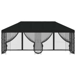 vidaXL Paviljoen met zijwanden 6 x 3 m Zwart Polyester en staal