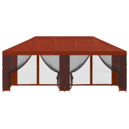 vidaXL Tuin Gazebo met Zijwanden 6 x 3 m Terracotta Polyester en staal