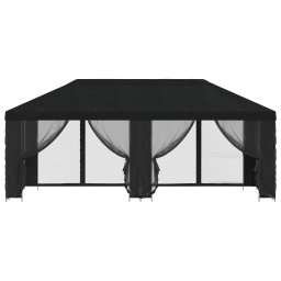 vidaXL Tuin Gazebo met Zijwanden 6 x 3 m Zwart Polyester en staal