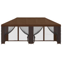 vidaXL Tuin Gazebo met Zijwanden 6 x 3 m Bruin Polyester en staal