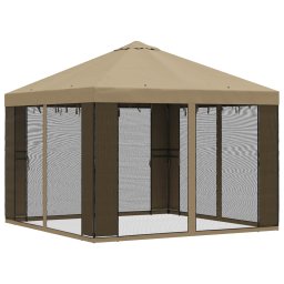 vidaXL Tuin Gazebo met Zijwanden 3 x 3 m Beige Polyester en staal