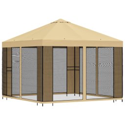 vidaXL Tuin Gazebo met Zijwanden 3 x 3 m Crèmekleurig