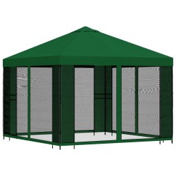 vidaXL Tuin Gazebo met Zijwanden 3 x 3 m Groen Polyester en staal