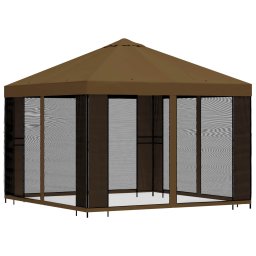 vidaXL Tuin Gazebo met Zijwanden 3 x 3 m Taupe Polyester en staal