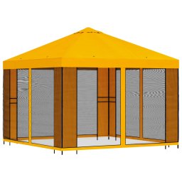 vidaXL Tuin Gazebo met Zijwanden 3 x 3 m Geel Polyester en staal