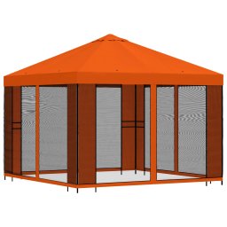 vidaXL Tuin Gazebo met Zijwanden 3 x 3 m Oranje Polyester en staal
