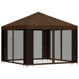 vidaXL Tuin Gazebo met Zijwanden 3 x 3 m Bruin Polyester en staal