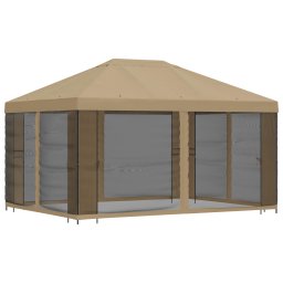 vidaXL Tuin Gazebo met Zijwanden 4 × 3 m Beige Polyester en staal