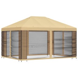 vidaXL Tuin Gazebo met Zijwanden 4 × 3 m Crèmekleurig