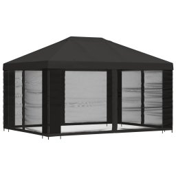 vidaXL Tuin Gazebo met Zijwanden 4 × 3 m Antracietkleurig