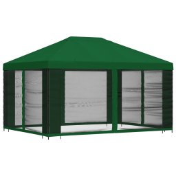 vidaXL Tuin Gazebo met Zijwanden 4 × 3 m Groen Polyester en staal