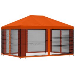 vidaXL Tuin Gazebo met Zijwanden 4 × 3 m Oranje Polyester en staal