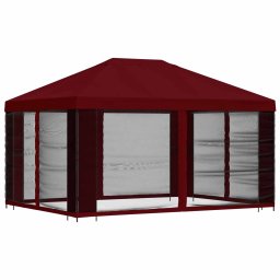 vidaXL Tuin Gazebo met Zijwanden 4 × 3 m Bordeauxrood
