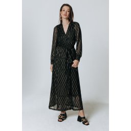 Colourful Rebel - Maat M Lola Triangle Foil Longsleeve Maxi Wrap Dress Dames Jurk