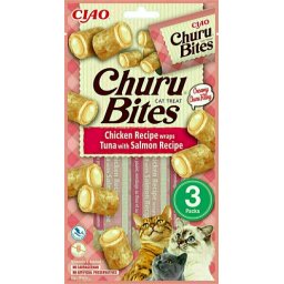 INABA CHURU BITES CAT CHICKEN RECIPE WRAPS TUNA WITH SALMON RECIPE 3X10 GR