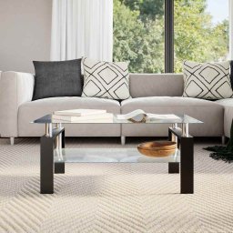 vidaXL Salontafel 95x55x40 cm gehard glas transparant en grijs