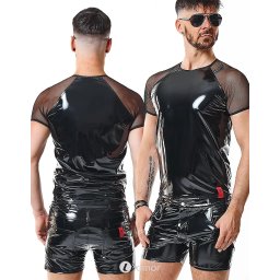 * RFP PVC shirt met mesh mouwen zwart, Santi