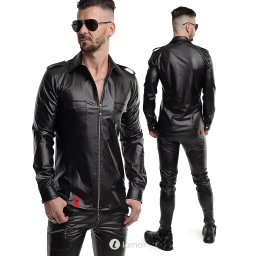 * RFP Wetlook shirt lange mouw zwart slim fit, Natale