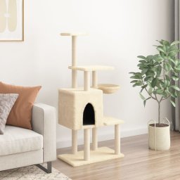 vidaXL Kattenmeubel met sisal krabpalen 131 cm crèmekleurig