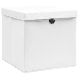 vidaXL Opbergboxen met deksel 4 st 28x28x28 cm wit