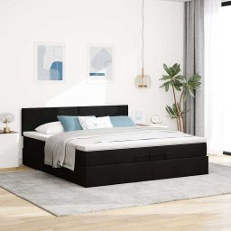 vidaXL Ottoman bed met matras 200x200 cm stof zwart
