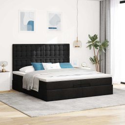 vidaXL Ottoman bed met matrassen 200x200cm stof zwart